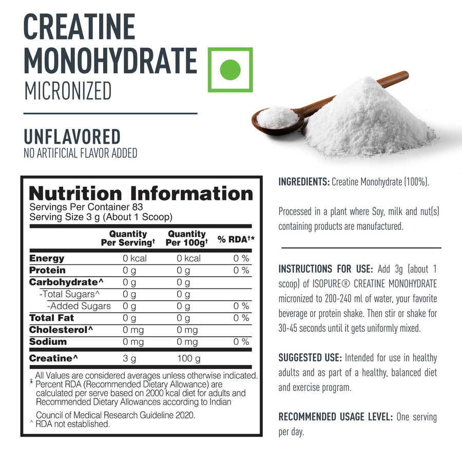Isopure Creatine Monohydrate - nutrition facts