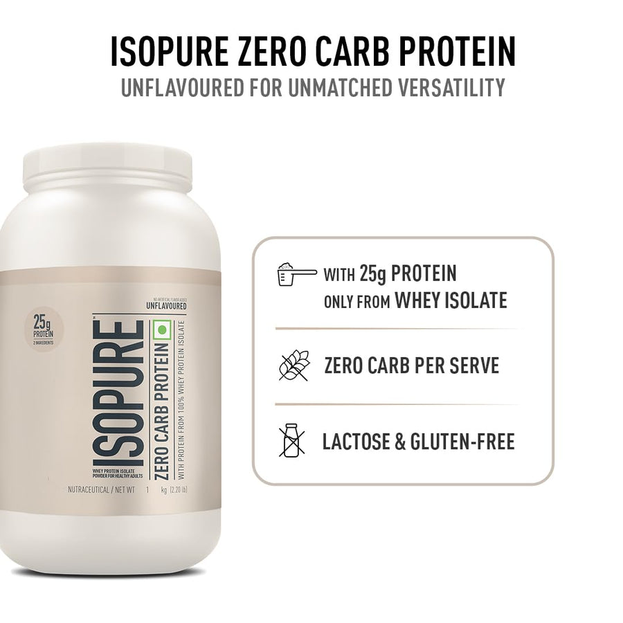 Isopure Zero Carb Whey Protein Isolate | 1kg (35 Servings) | Unflavored | 25g Protein