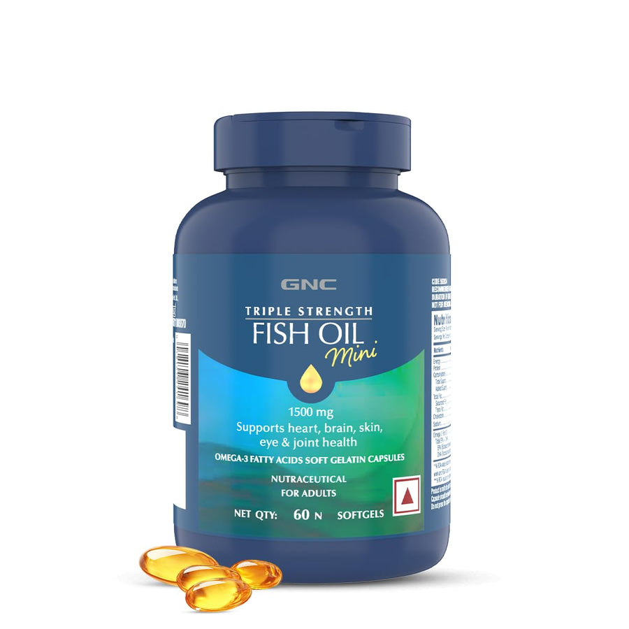 GNC Triple Strength Fish Oil Mini | 1500mg Omega-3 | 60 Mini Softgels | 540mg EPA & 360mg DHA | Formulated in USA