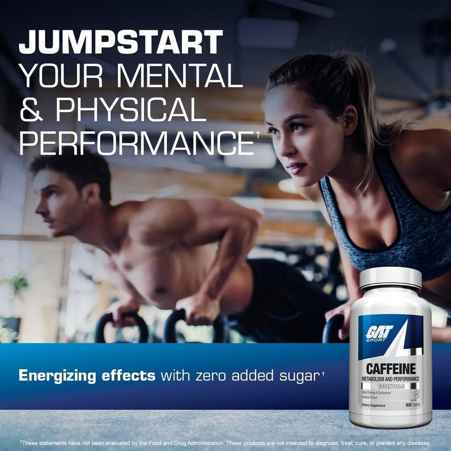 GAT Sport Caffeine Tablets - 100 Tablets | Metabolism and Performance Essentials | Boost Energy & Endurance, Improve Focus