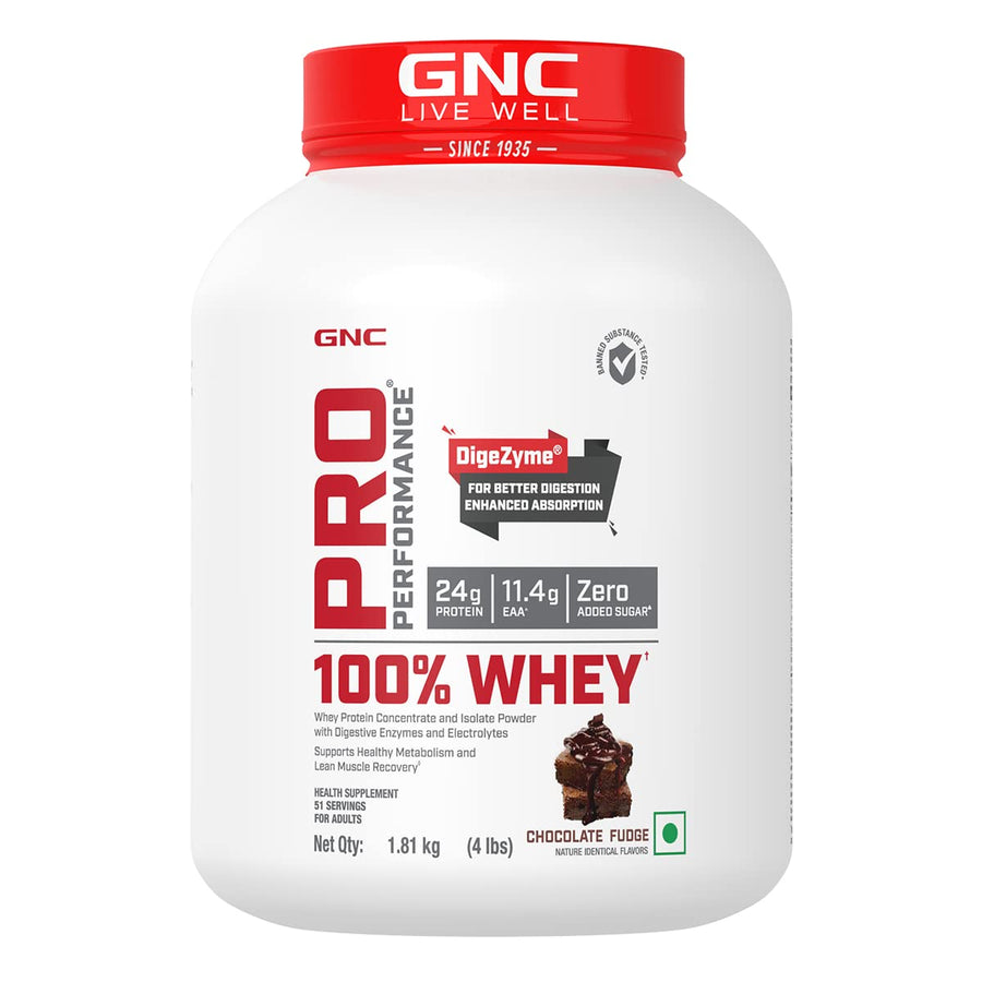 GNC Pro Performance 100% Whey Protein | 1.81kg (51 Servings) | Chocolate Fudge | 24g Protein