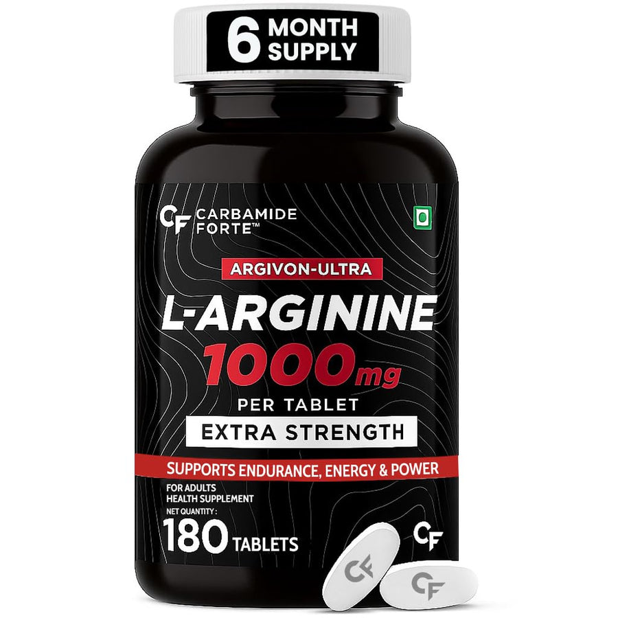 Carbamide Forte L-Arginine 1000mg Tablets - Nitric Oxide Booster - 180 Veg Tablets