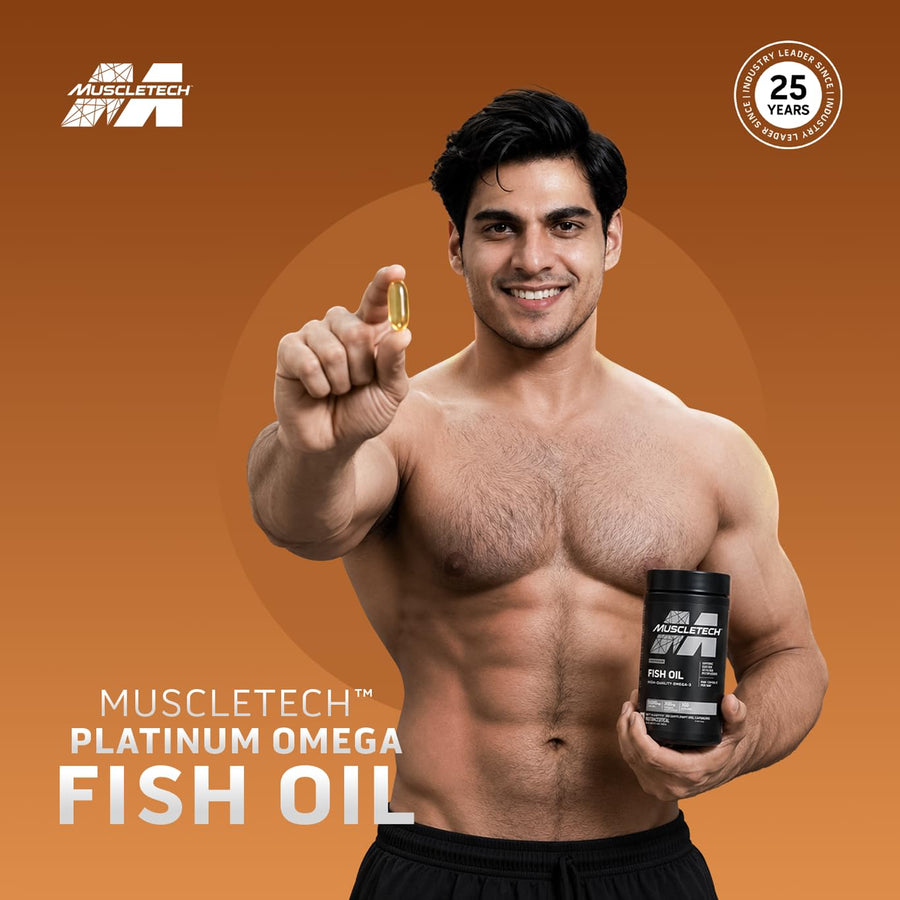 MuscleTech Platinum Fish Oil | 1000mg Omega-3 | 180mg EPA & 120mg DHA | Heart, Joints & Brain Health | 100 Softgels