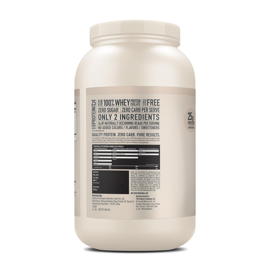 Isopure Zero Carb Whey Protein Isolate | 1kg (35 Servings) | Unflavored | 25g Protein
