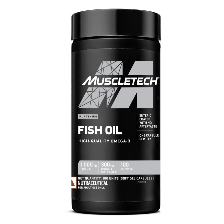 MuscleTech Platinum Fish Oil | 1000mg Omega-3 | 180mg EPA & 120mg DHA | Heart, Joints & Brain Health | 100 Softgels