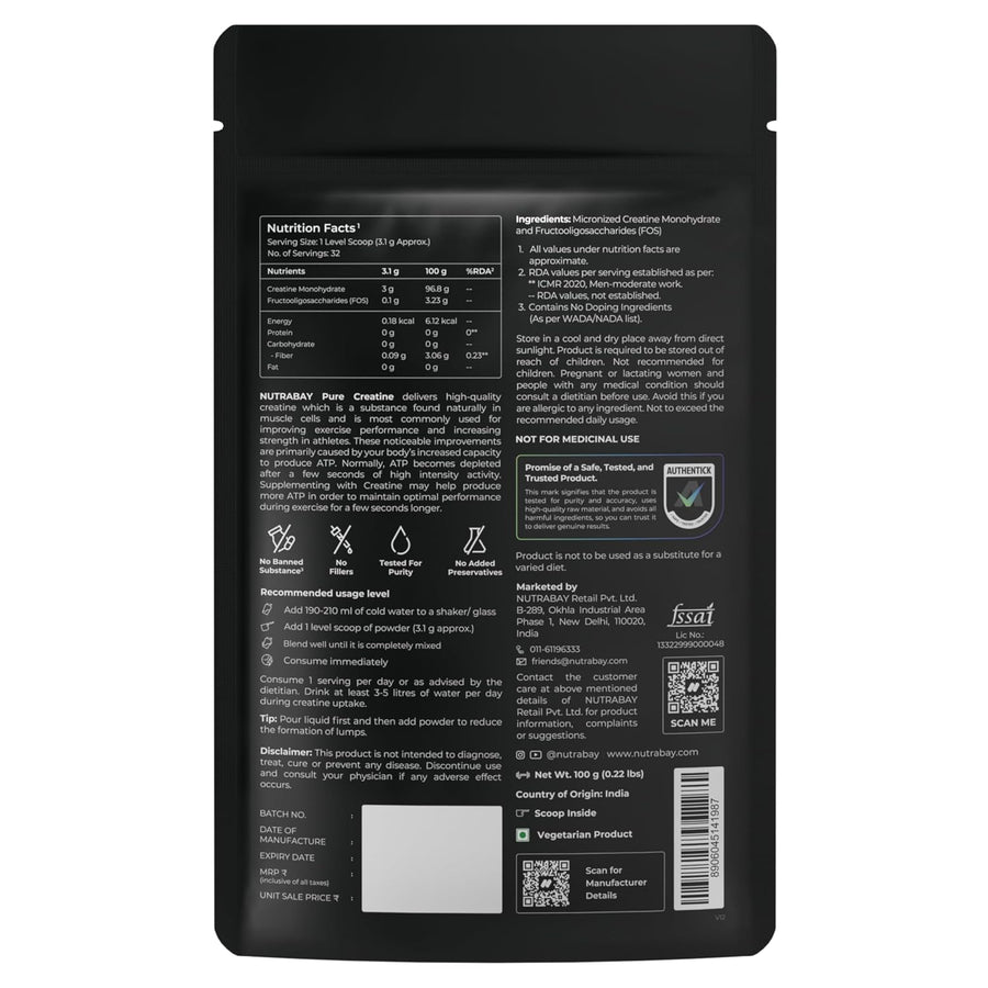 Nutrabay Pure Micronised Creatine Monohydrate Supplement Powder — product image 6