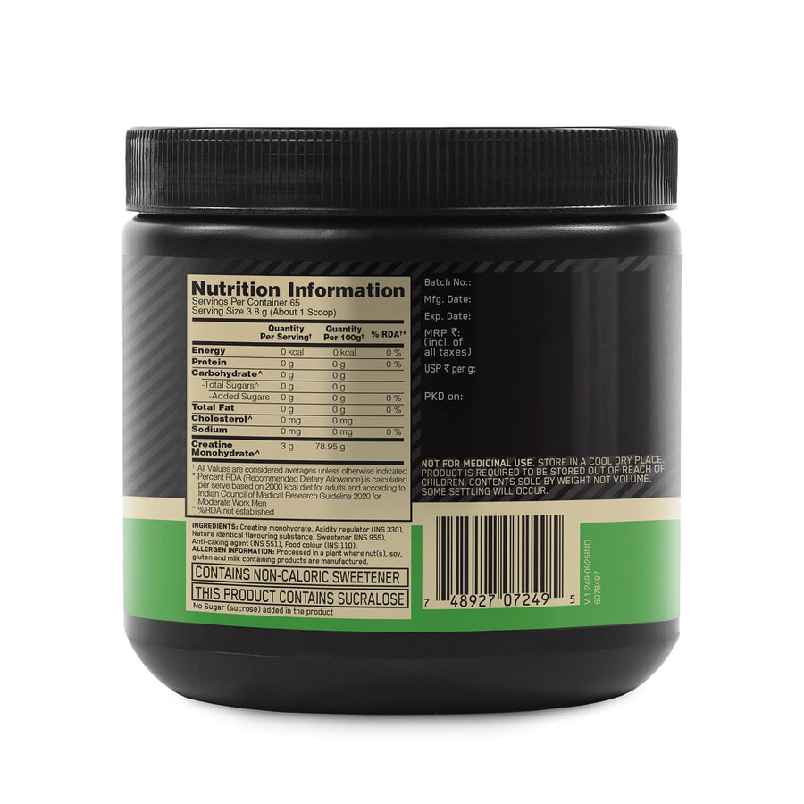 Optimum Nutrition Micronized Creatine Powder | 250g (65 Servings) | Citrus Orange | 3g Creatine