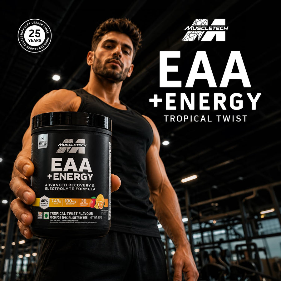 MuscleTech EAA + Energy | 30 Servings | Tropical Twist | 7.4g EAA