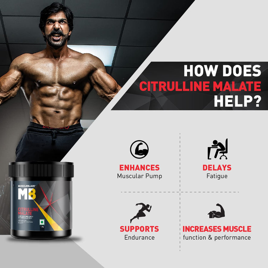 MuscleBlaze Citrulline Malate | 100g (50 Servings) | Unflavoured | Muscle Pump & Endurance