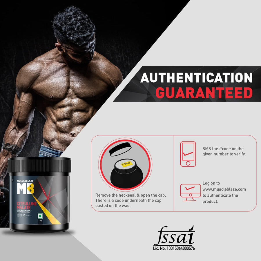 MuscleBlaze Citrulline Malate | 100g (50 Servings) | Unflavoured | Muscle Pump & Endurance