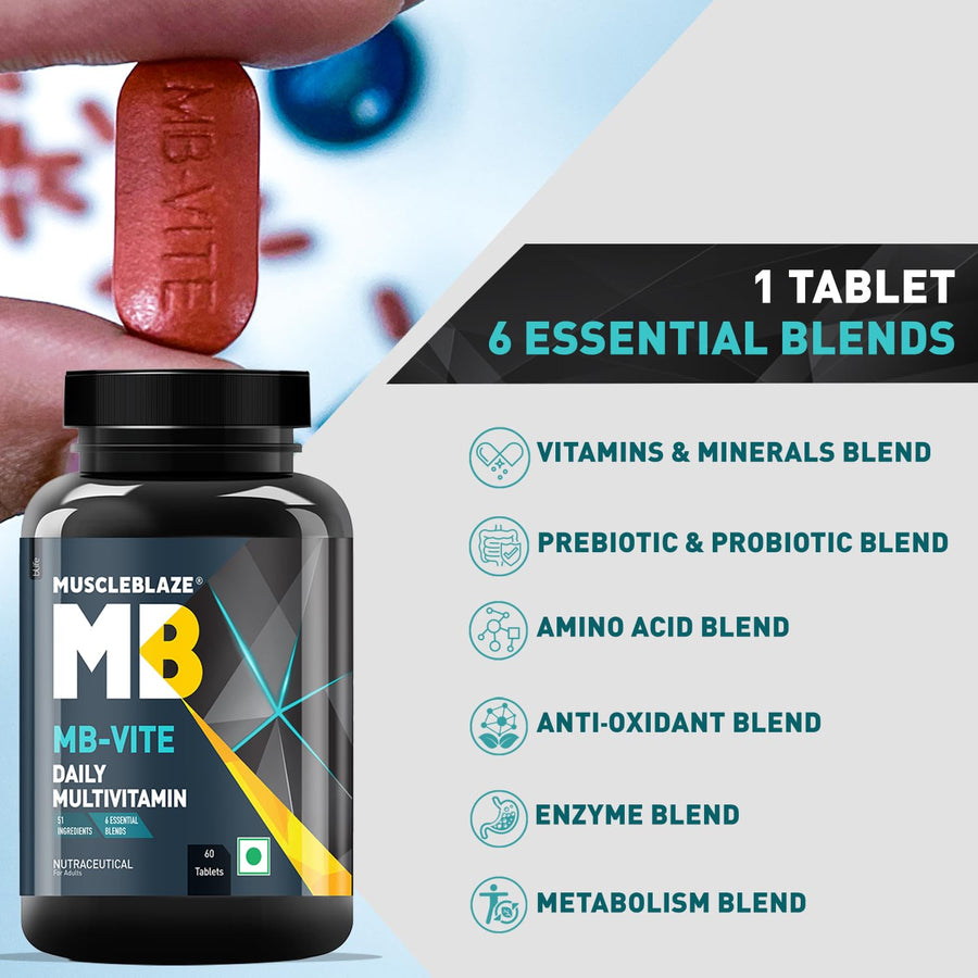 MuscleBlaze MB-Vite Daily Multivitamin | 60 Tablets | Daily Multivitamin | 51 Ingredients