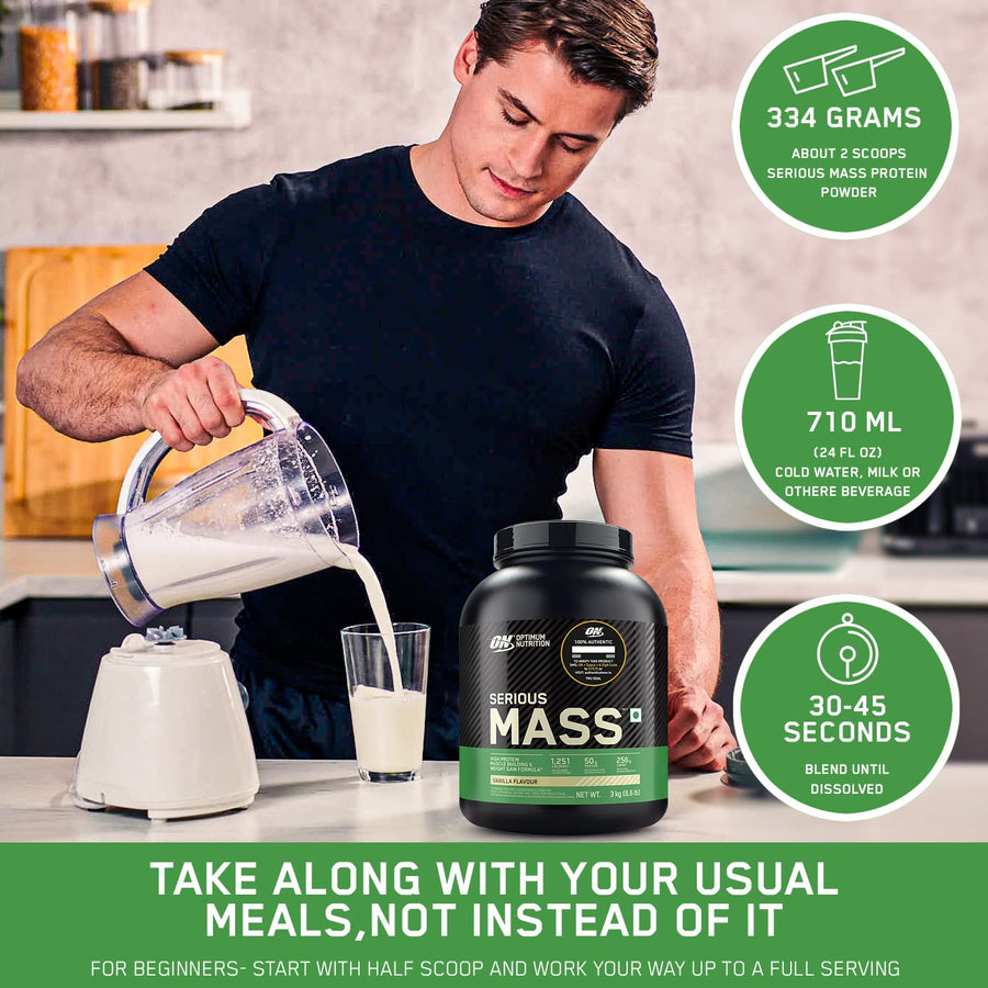 Optimum Nutrition Serious Mass | 3kg (9 Servings) | Chocolate | 50g Protein