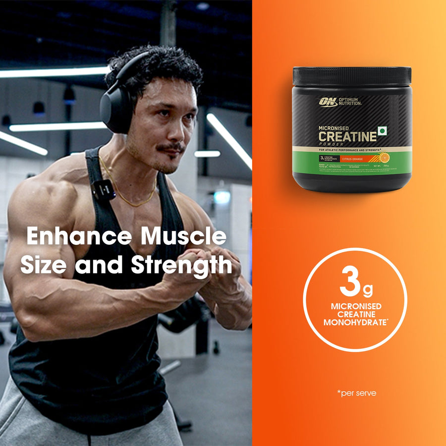 ON Micronized Creatine Citrus Orange - side view