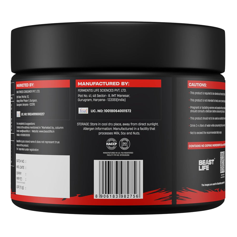 Beastlife Beast Mode Pre Workout – 105g | Fruit Punch | 30 Servings | 200mg Caffeine | 2500mg Beta-Alanine | 2000mg Citrulline | 500mg Betaine | Pump, Energy & Focus