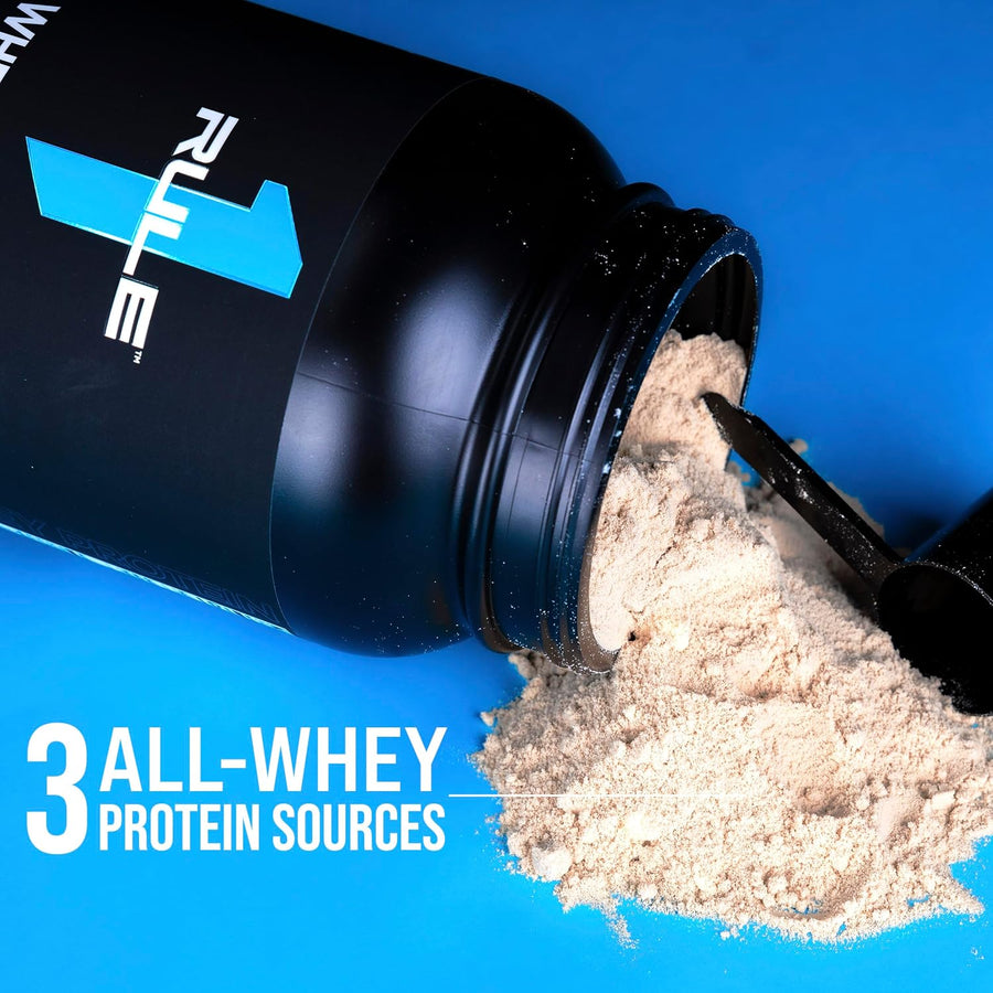 Rule1 1 R1 Whey Blend, Strawberries & Creme - 1.96 lbs Powder - 24g Whey Concentrates, Isolates & Hydrolysates with Naturally Occurring EAAs & BCAAs - 27 Servings