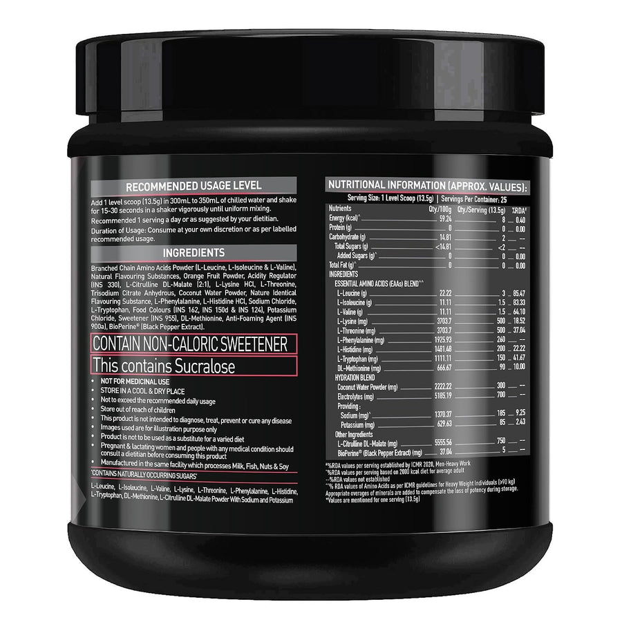 MuscleBlaze EAA 8000 | 340g (25 Servings) | Razz Lemonade | 8000mg EAAs