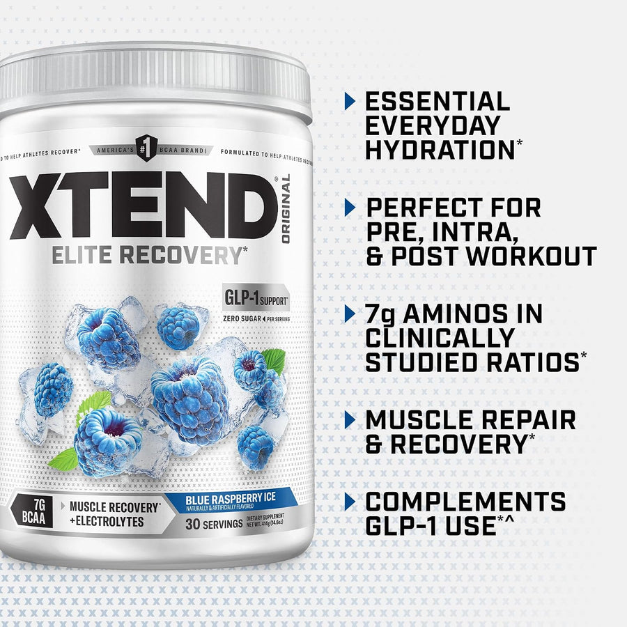 Scivation Xtend Original BCAA | 402g (30 Servings) | Blue Raspberry Ice | 7g BCAAs
