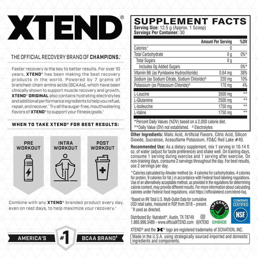 XTEND Original BCAA | 30 Servings | Watermelon Explosion | 7g BCAAs