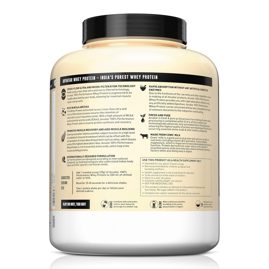 avvatar Performance Whey Protein | 2Kg | Chocolate Hazelnut | 26g Protein | 57 Servings