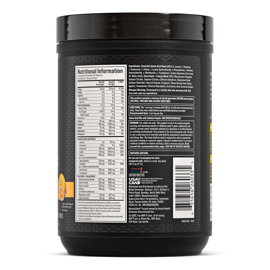 MuscleTech EAA + Energy | 30 Servings | Tropical Twist | 7.4g EAA
