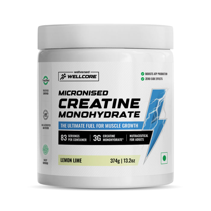 Wellcore Pure Micronised Creatine 374g Lemon Lime pack