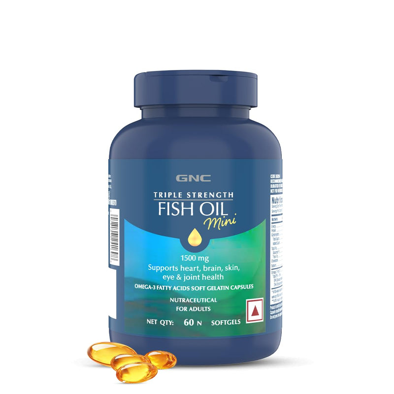 GNC Triple Strength Fish Oil Mini | 1500mg Omega-3 | 60 Mini Softgels | 540mg EPA & 360mg DHA | Formulated in USA