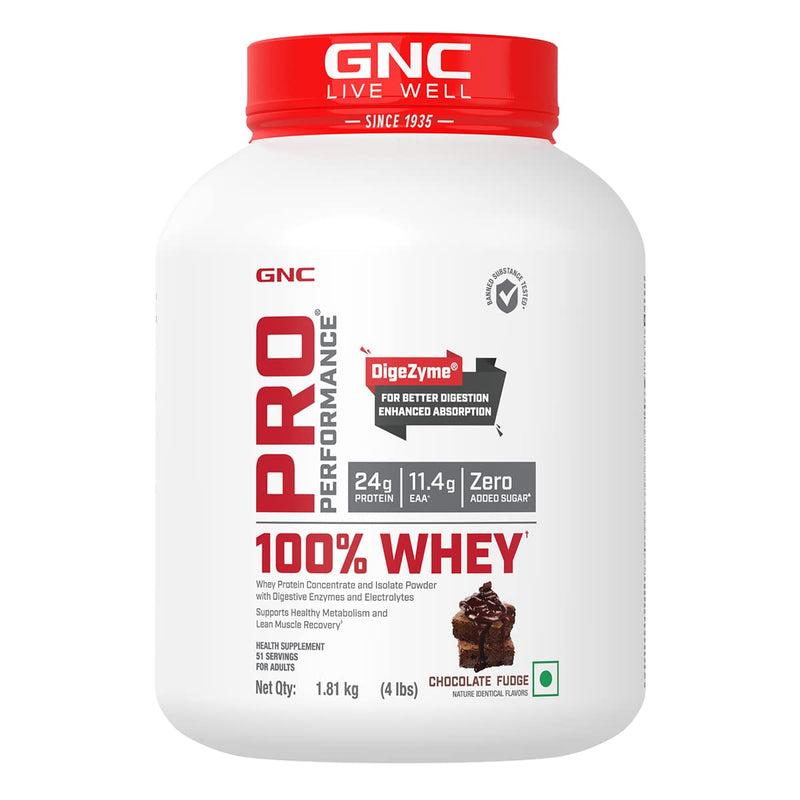 GNC Pro Performance 100% Whey Protein | 1.81kg (51 Servings) | Chocolate Fudge | 24g Protein