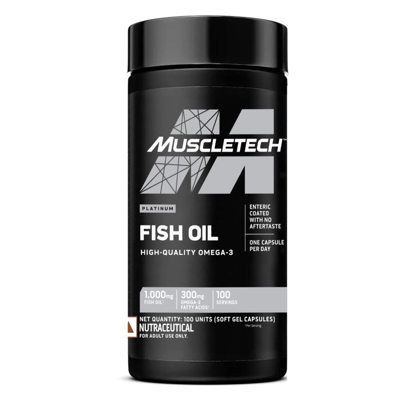 MuscleTech Platinum Fish Oil | 1000mg Omega-3 | 180mg EPA & 120mg DHA | Heart, Joints & Brain Health | 100 Softgels