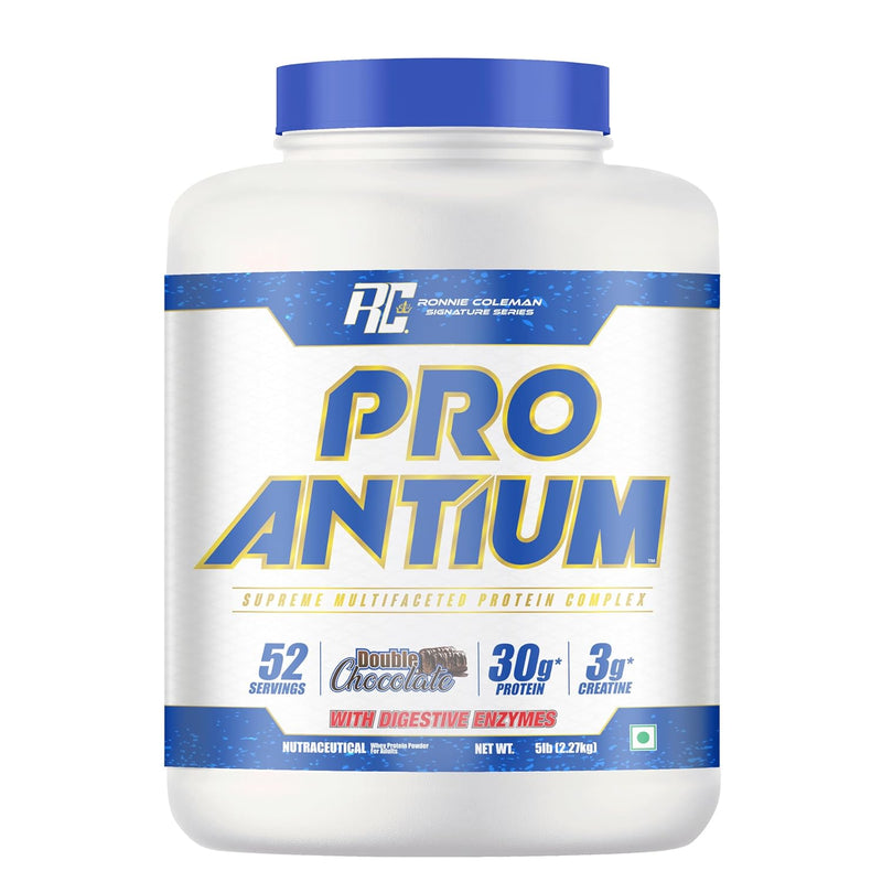 Ronnie Coleman Signature Series Pro-Antium Whey Protein – 2.27kg (5 Lbs) | Cookies and Cream | 52 Servings | 30g Protein | Supreme Multifaceted Protein Complex | With Digestive Enzymes & 3g Creatine