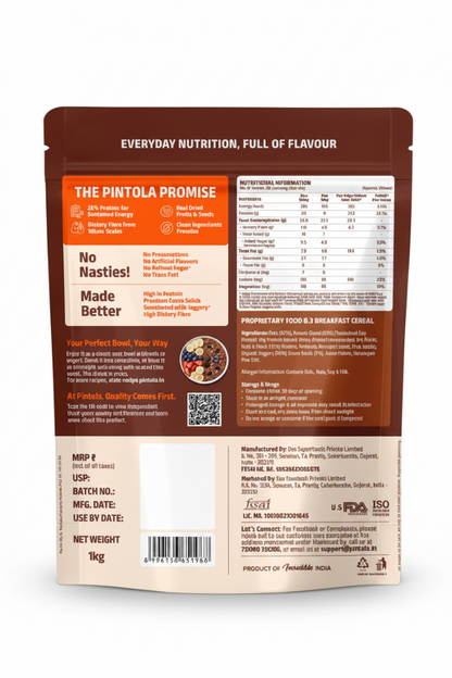 Pintola High Protein Oats – Chocolate Flavor | 1kg