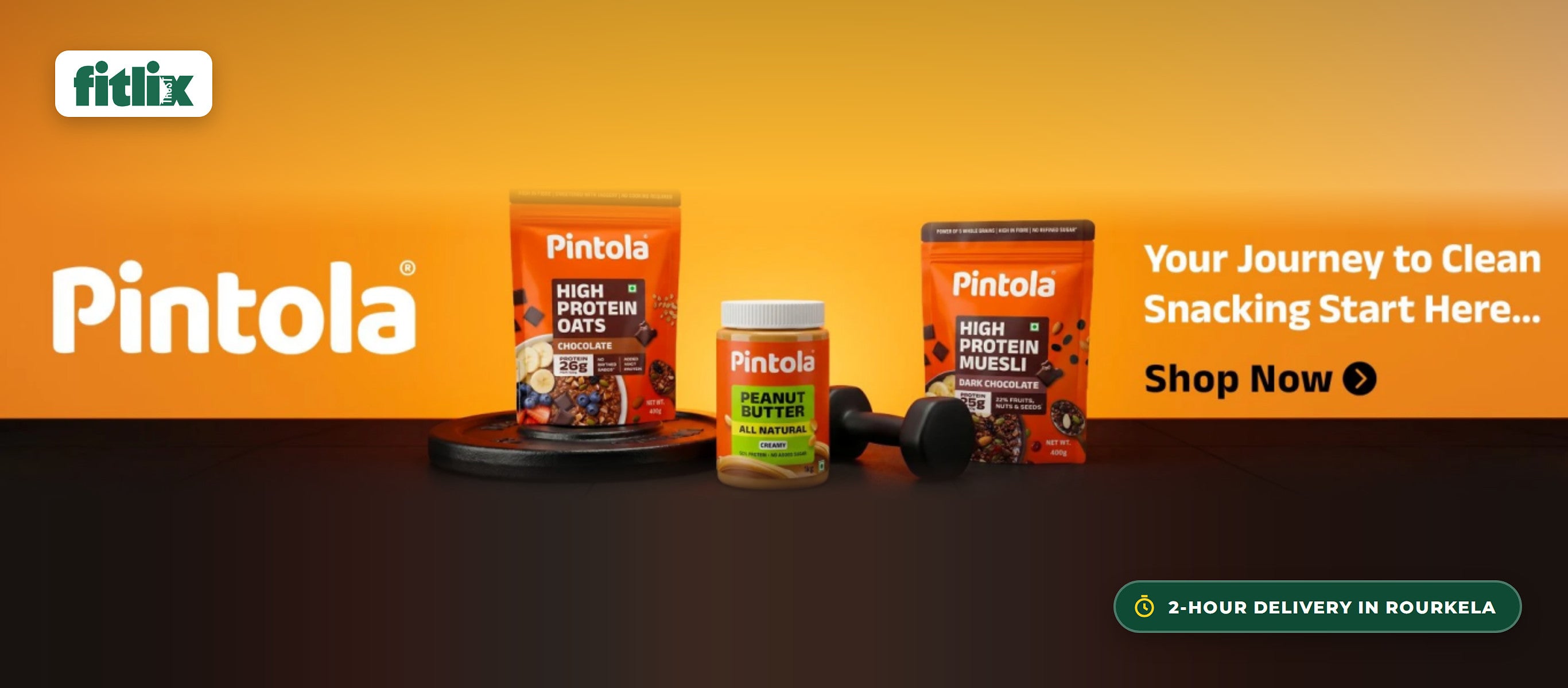 Pintola: your journey to clean snacking starts here. High protein oats, peanut butter and muesli. 2-hour delivery in Rourkela.